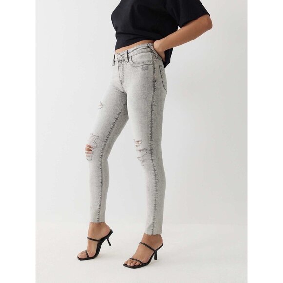 True Religion‎ Women's Jennie Mid Rise Super Skinny Jeans Size 28 Distressed - Picture 3 of 10